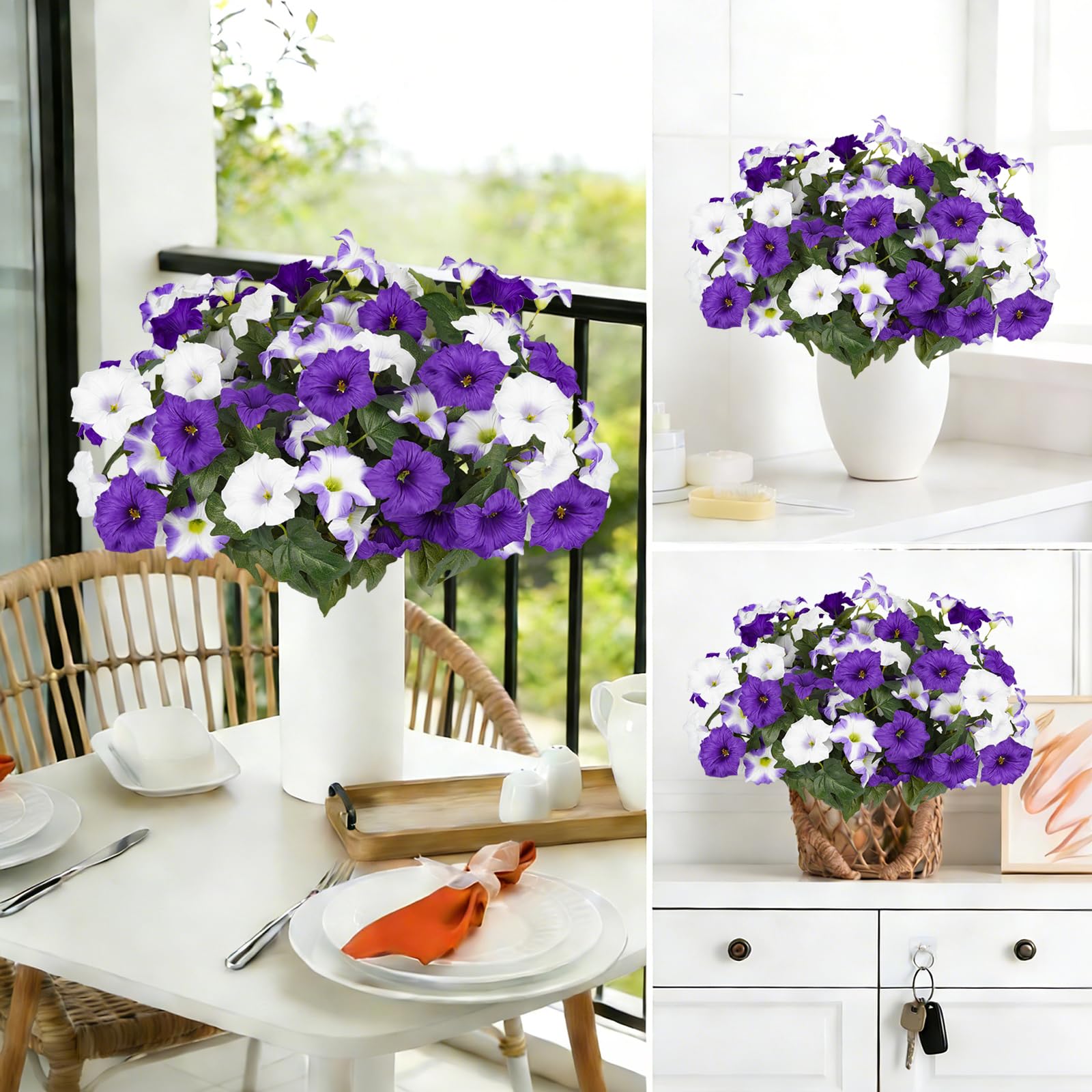 Amazon.com: Artificial Flowers for Outdoors, Faux Petunias Spring